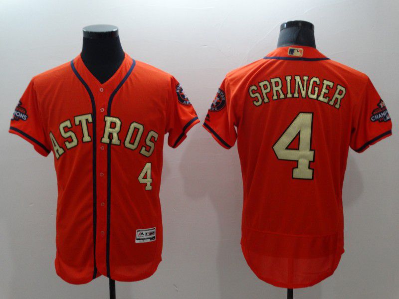 Men Houston Astros #4 Springer Orange Elite Champion Edition MLB Jerseys